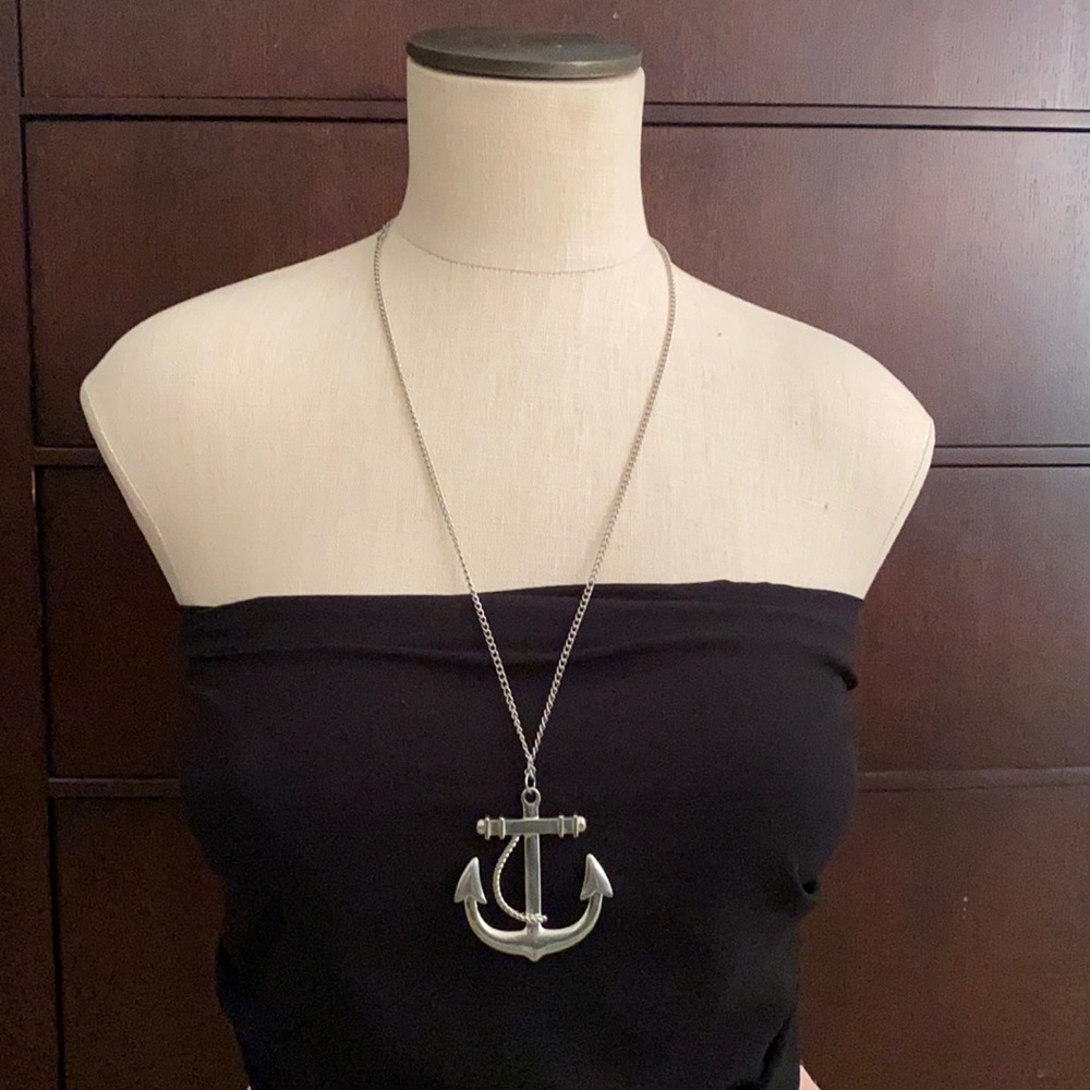 Silver Anchor costume necklace